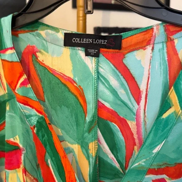 Colleen Lopez Multicolor Leaf Print Blouse - Picture 4 of 6
